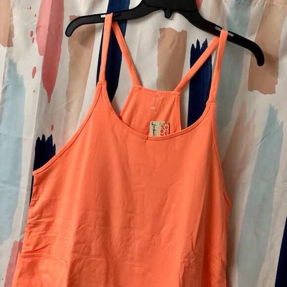 Free People Movement Bright Orange Hot Shot Mini Dress Romper Size Large - Picture 4 of 12